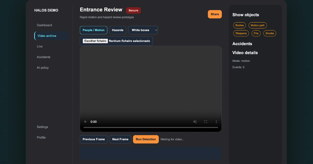 Halos: Video upload workflow.