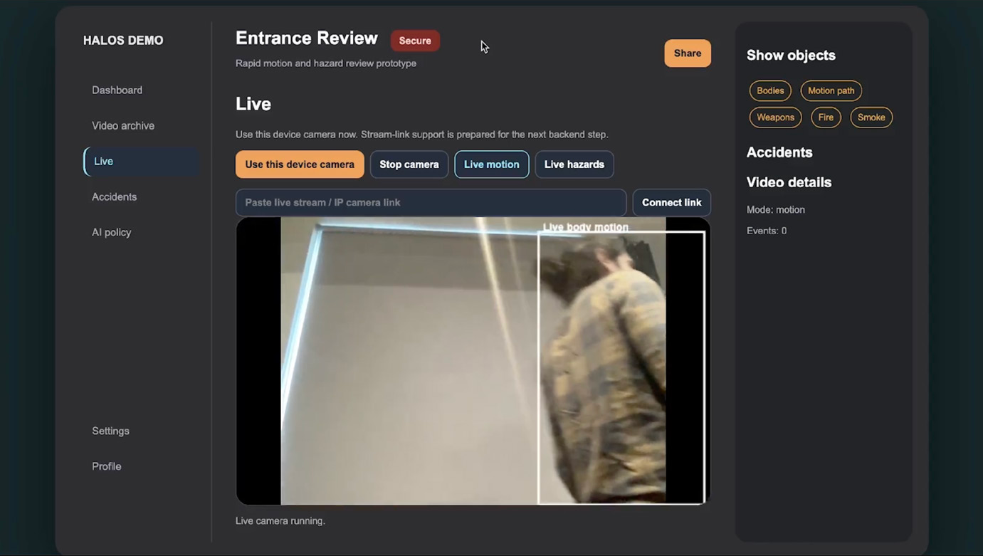 Halos video review and annotation interface prototype with a dark user interface