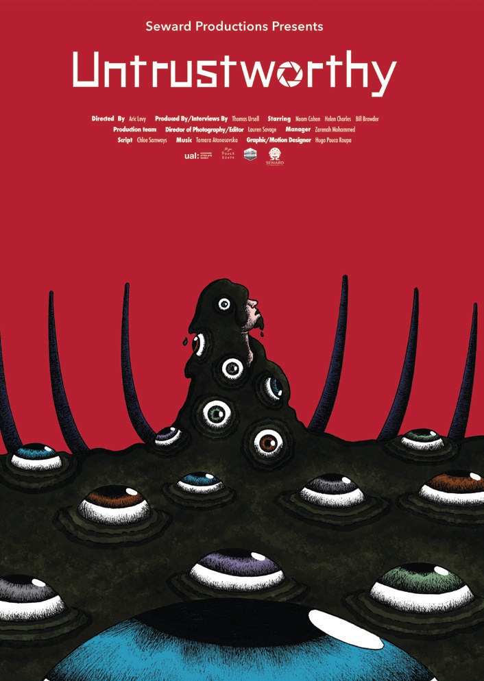 Untrustworthy documentary campaign poster illustrated and designed for Seward Productions